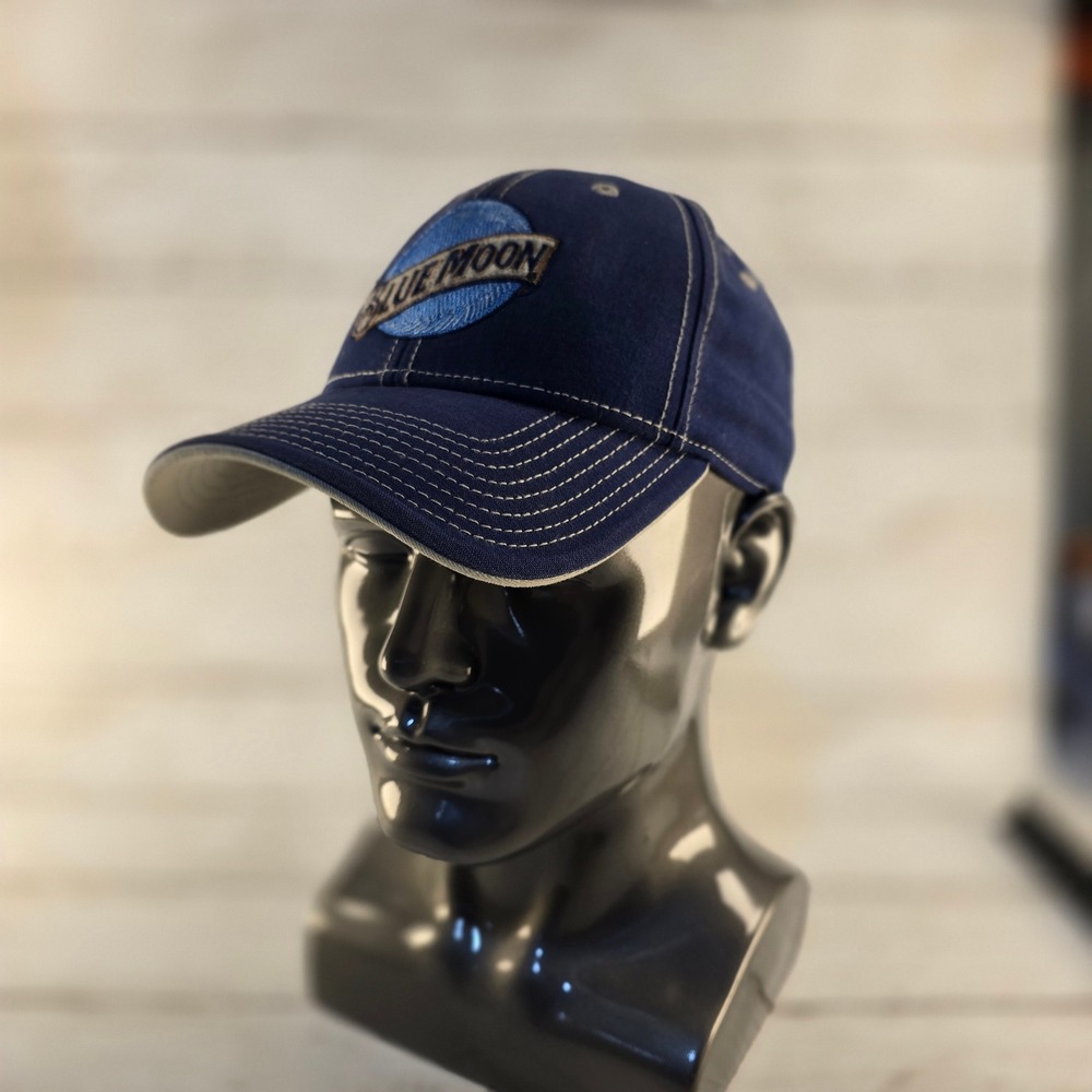 Blue Moon Brewing Co Hat The Game Navy Blue Embroidered Strapback Baseball Cap